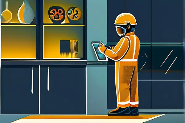 專業檢測人員在家中進行材料環保檢測