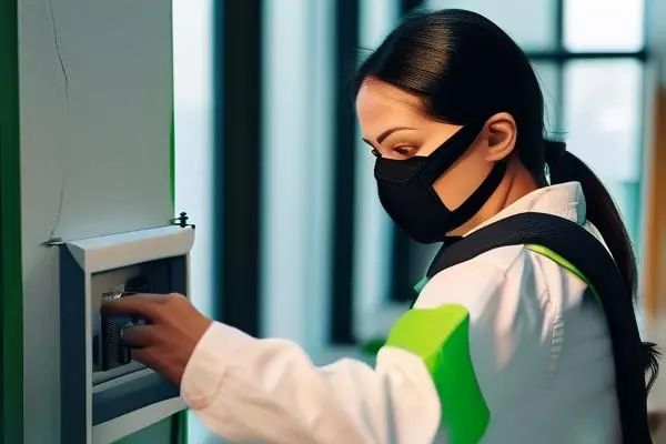 專業人員使用環保檢測設備檢測室內空氣質量