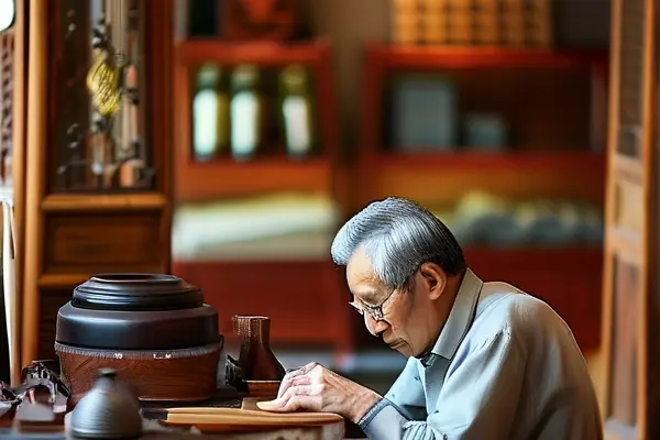 專業師傅進行紅木家具保養維修工作