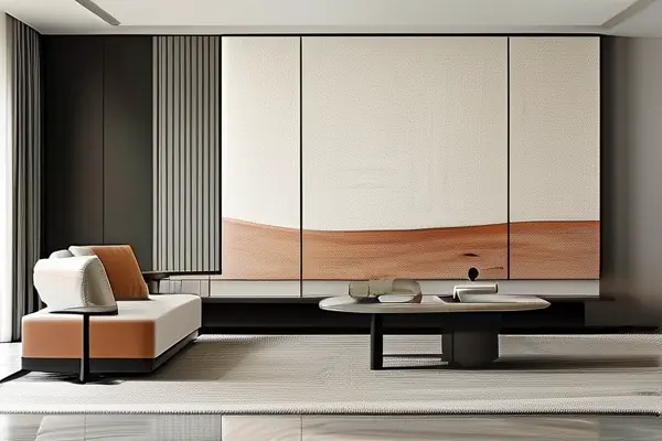 現代客廳墻面裝飾效果圖，不凡墻布展示