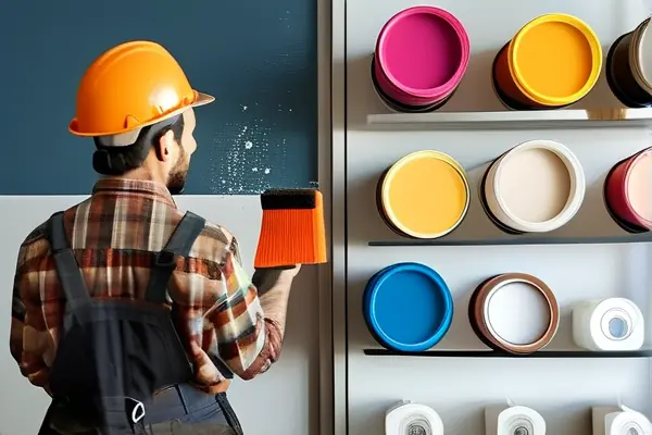 家裝師傅展示乳膠漆樣本
