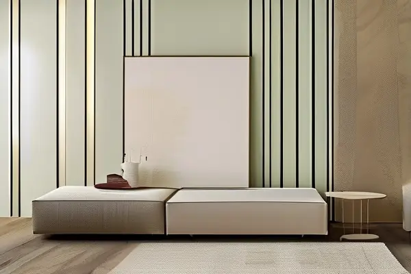 采用pvc墻布的現代客廳實景展示