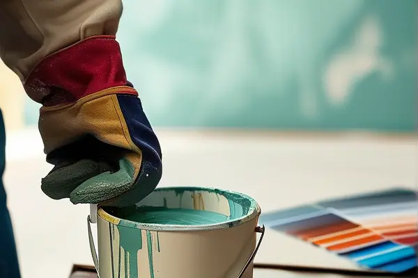 揚州家裝師傅現(xiàn)場調配水性環(huán)保漆施工