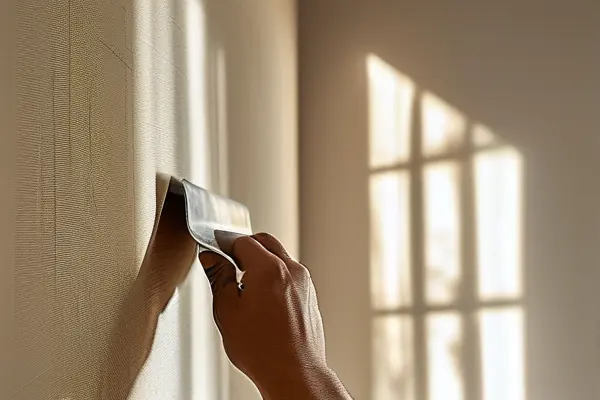 專業師傅施工貼墻布現場實拍