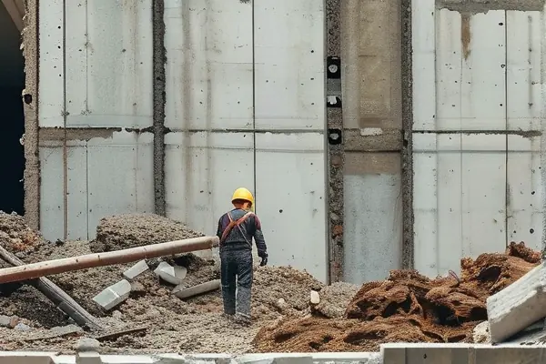 專業拆除團隊進行室內墻面拆除作業