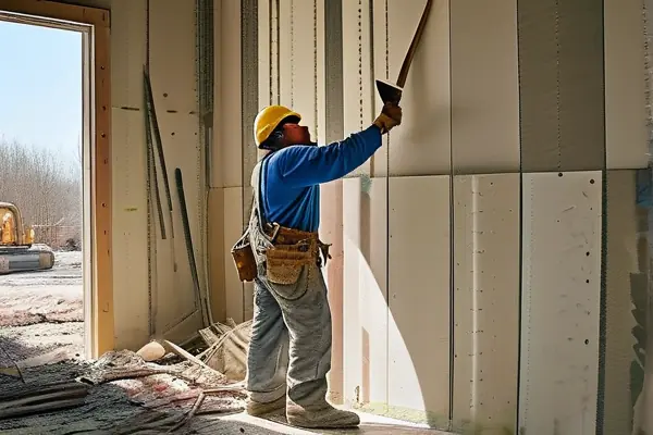 室內裝修拆除工人正在拆墻作業