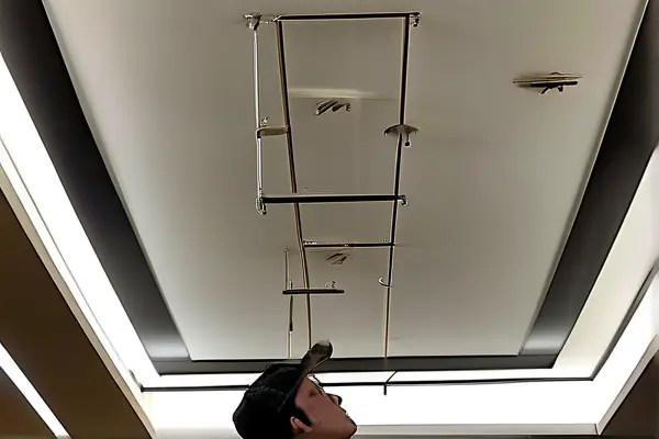專業施工人員安裝吊頂配件現場圖