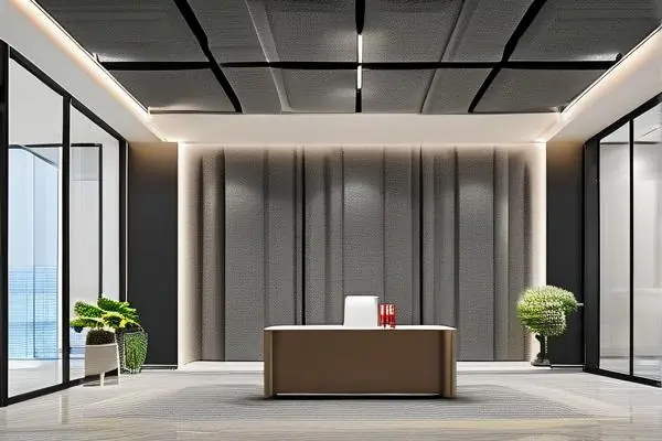 現代辦公室吸音板吊頂實景效果展示