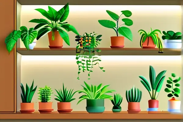 室內擺放多種凈化植物的客廳場景
