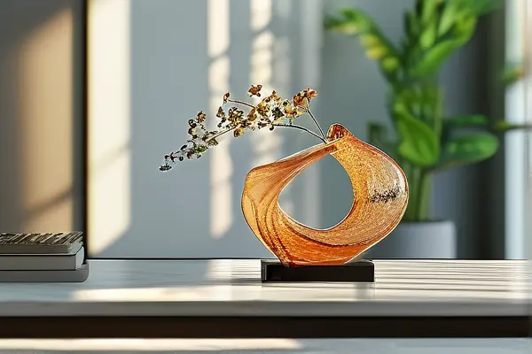 現代家居客廳中的精美樹脂裝飾品展示