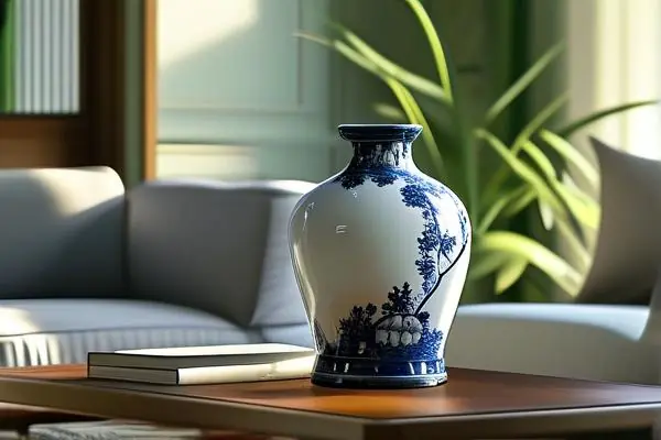 古典青花瓷瓶在現代客廳中的優雅展示