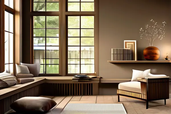 溫馨客廳棕色墻面效果展示