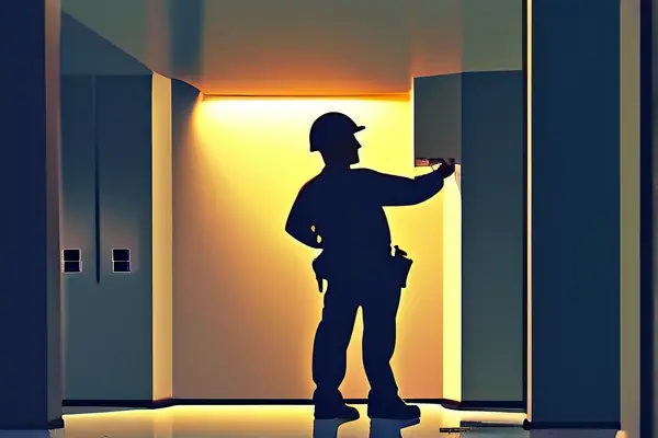 專業驗房師使用工具檢查精裝房墻面與電路質量