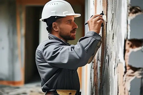 專業(yè)驗(yàn)房師檢測(cè)新房墻面