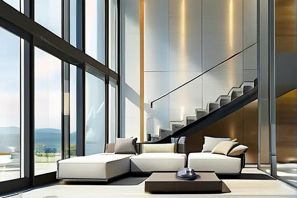 現代復式房客廳裝修效果圖