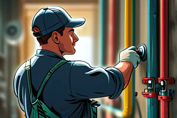 專業水管清洗師傅在現代家庭環境中檢查水管